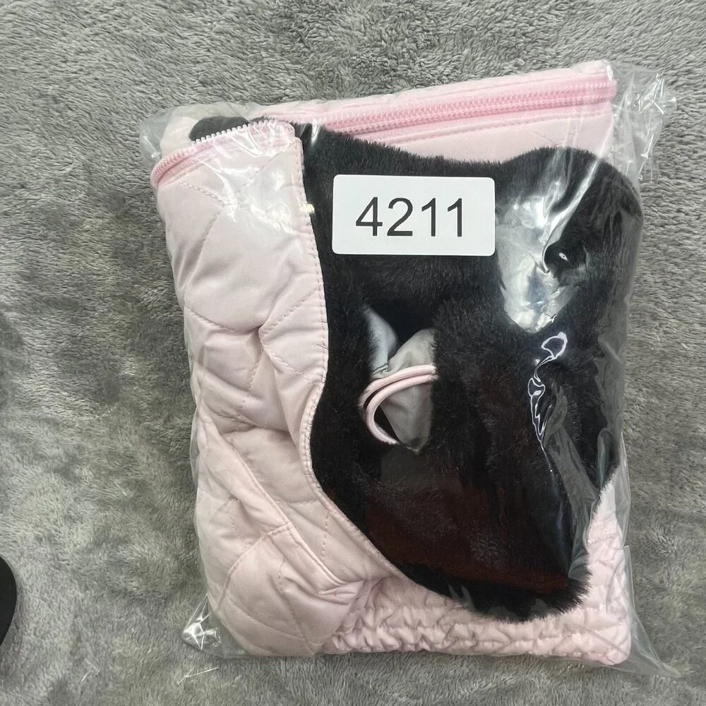 Vintage Nike Quilted Vest Womens Small Pink Faux Fur Collar Running Full Zip Y2K - Picture 14 of 14